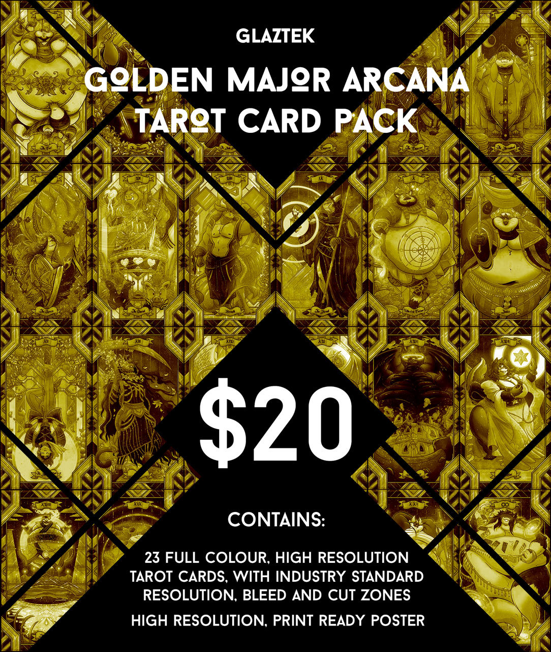 doodleglaz:    Glaztek presents the Golden Major Arcana Tarot Card Pack! https://gumroad.com/l/glaztarotDue