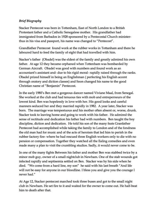 onthebreakwater: Guillermo Del Toro’s initial biography of Stacker Pentecost, Pacific Rim.&nbs