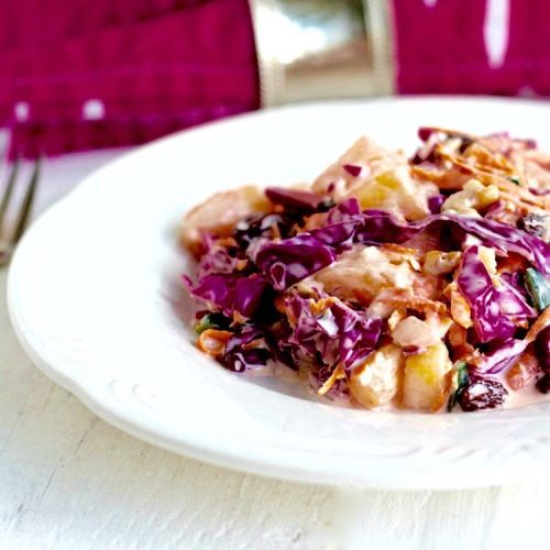 Red Cabbage Raisin Salad is perfect for a grill side, light lunch or anytime snack. This popular par