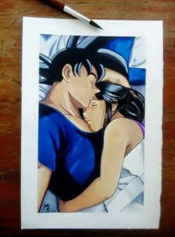 ilustraima:  Goku and chichi sleeping, a drawing commission 
