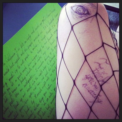 Doodles on my leg and a love letter from him.