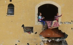 diaspora: salmafalasteen: Palestinian girls playing and laughing in their broken house during the war in Gaza “Our revenge will be the laughter of our children.” 