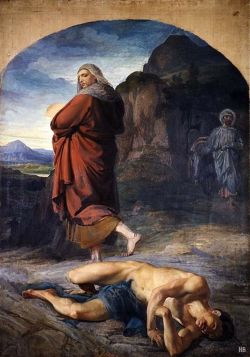 The Bad Levite. 19th.century. Angelo Visconti. Italian 1829-1861. oil/canvas.  