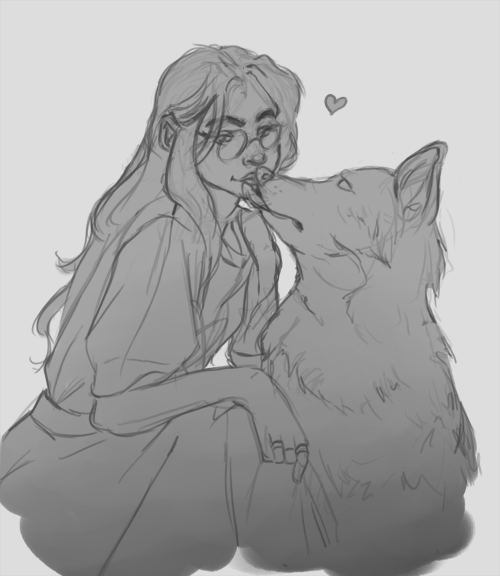 saradiation:My little fur baby just turned 2 today so here’s a sketch of Jade and Bec for the occasi