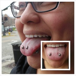 needle-pusher:  Paired tongue piercings after