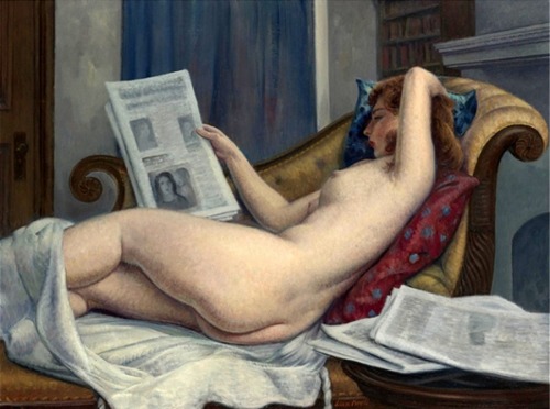Naked Woman Reading. Leon Kroll (American, 1884-1974).A realist painter, muralist and art instructor