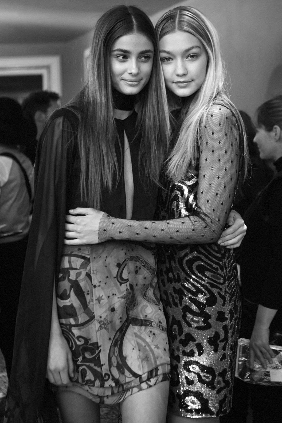 senyahearts:  Taylor Marie Hill &amp; Gigi Hadid - Backstage at Emilio Pucci,