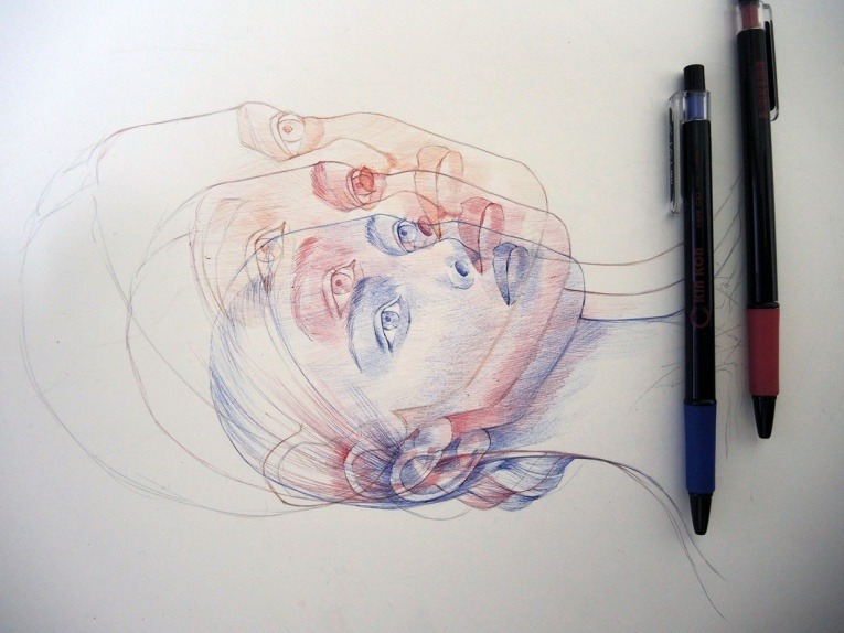 cross-connect:  Ballpoint pen drawings by Ler Huang illustrator from Taiwan.  