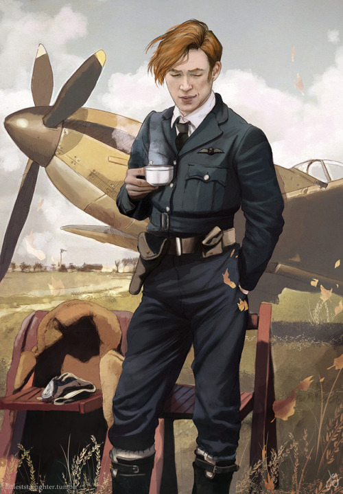 littleststarfighter: Armitage Hux enjoying a much needed tea break near his Spitfire, 1941.Picture t