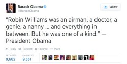 malfoyficents:  The US Air Force and President Obama giving condolences of the passing of Robert Williams  I&rsquo;m terribly sad about this :&rsquo;(