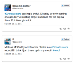 mostly10:micdotcom: This is exactly why we need the new Ghostbusters  It took only a few hours for the backlash to unfold, as men across America protested that most insidious of movie evils, casting diversity. Maybe they should complain about how this