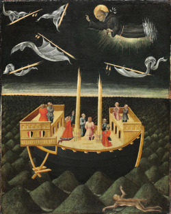 philamuseum:  This 15th century depiction of Saint Nicholas of Tolentino rescuing a shipwreck was an unusual—though appropriate—addition to the “Fantastic Art, Dada, Surrealism” exhibition at MoMA in 1936.“Saint Nicholas of Tolentino Saving