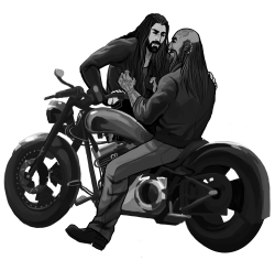 spesiria:  It’s great that fandoms always get me out of my comfort zone, but for the love of god next time I decide it’s a good idea to draw biker!AU Thorin and Dwalin on AN ACTUAL MOTORCYCLE despite the fact that I’ve never drawn anything like