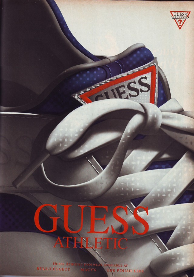 Guess Athletics print ad, August 1992 #sneakers#sneakerheads#classicsneakers#guess ads#guess jeans#guess athletics#vintage ads#retro ads#retro prints#vintage prints#sneaks#90s#90sfashion#90sguess