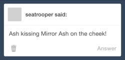 nerdkingx75x:  This was from that kiss thing I reblogged Here’s Ash kissing his Mirror self from that episode of Pokemon XY 