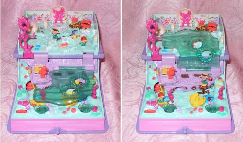 Polly Pocket Enchanted Storybooks- Sparkling Mermaid Adventure- Glitter Island- Princess Palace- Spa