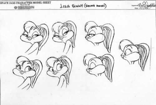 ‪Model sheets for Bugs Bunny and Lola Bunny. Bugs’s design changed a few times, though it has been m