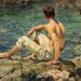 charlottearthistory:‘green and gold’ - henry scott tuke (1920)