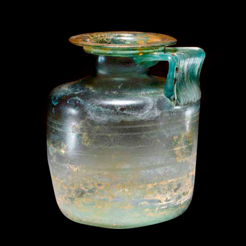barakatgallery:Roman Glass Jug Origin: Eastern MediterraneanCirca: 50 AD to 150 AD