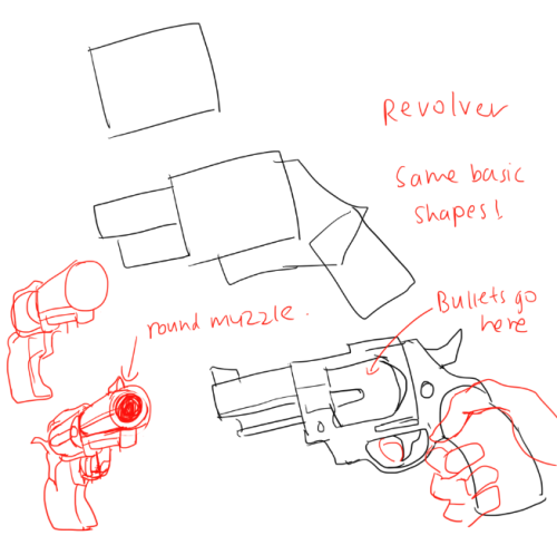 typette:  kelpls:  GGGUNS AND STUF i forgot who asked for it , as usual look up different refs to ;earn how to draw the amny differnt varieties of guns!!   awesommmeeeee!! now I have no excuse. 