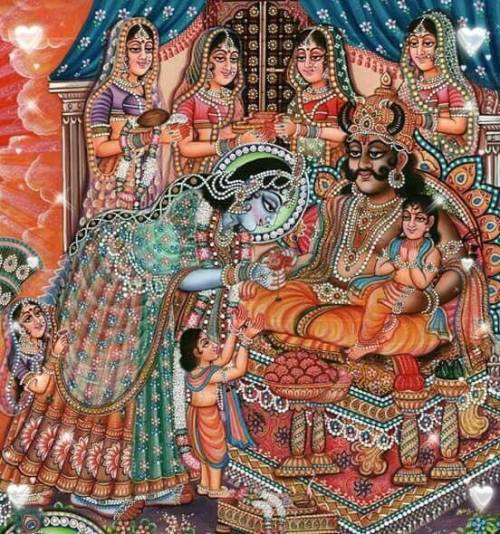 Rare art, Yamuna Devi tying a rakhi on his brother Yamaraja