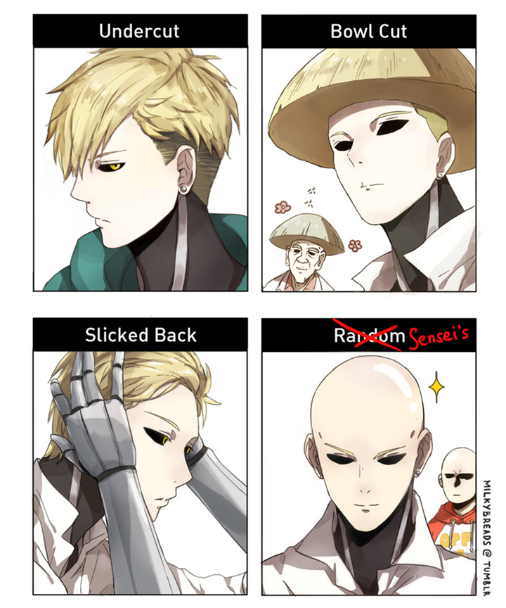 kissyaoi:  milkybreads:  My version of Genos in hairstyle meme. Sorry if it’s been