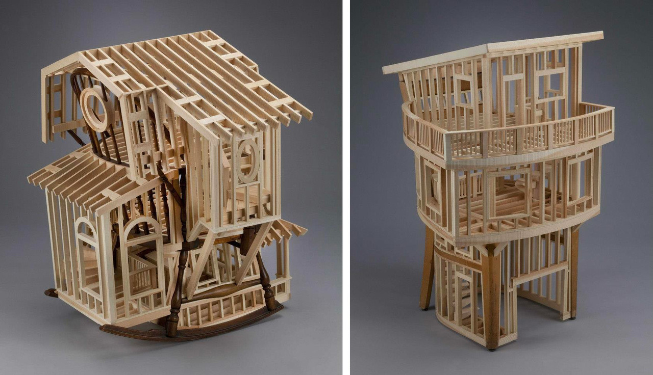 itscolossal:  Found Domestic Furniture Transformed Into Raw Architectural Models