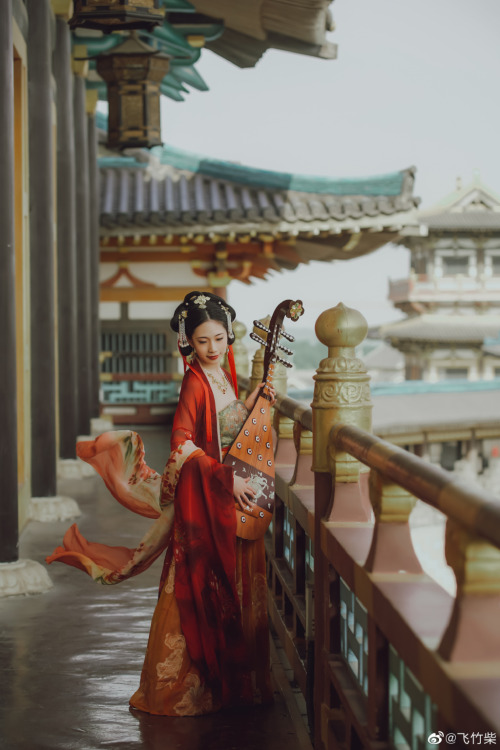 chinese hanfu in tang dynasty style by 竹里馆汉服