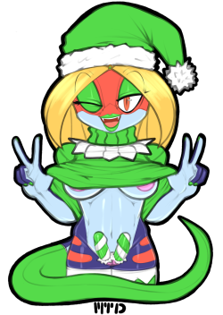 marthedog:  Merry Transmas!  + “Snow” covered belly  Bigger Versions on Inkbunny and Pixiv