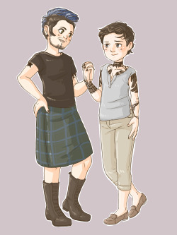 diminuel:  Tattooed boyfriends. — This is a commission for TheGingerDoctor86! ♥ Dean’s design is borrowed from Ten Inch Hero&rsquo;s Priestly. Click here for full-view to get a better view of Cas’ tattoos. :3 Commission Info 