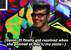 Porn photo actionlads:  Ray stealing Gavin’s pizza.