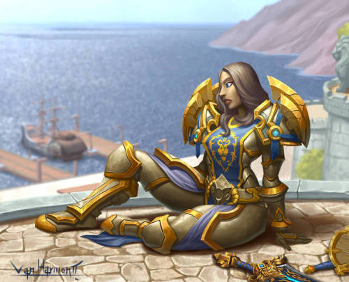 Human Paladin in SW harbour by VanHarmontt