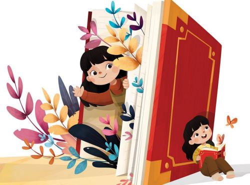 bibliolectors:En cada lectura… te sumerges en el libro (ilustración de Dilek Altıntaş Birben)