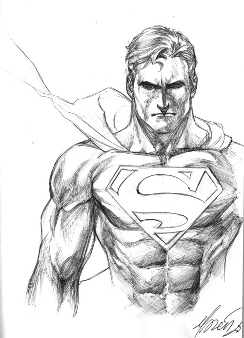 marcusto:  Here’s something a little different. A sketch for my friend Fletcher Chu Fong @FletchCF  It started out as Superman in ballpoint pen and then I kinda messed up on colouring his face cause for some reason the Copic sking colour mixed with