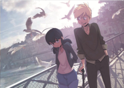 miraculousdaily:Early Concept art of Adrien and Marinette. (x)