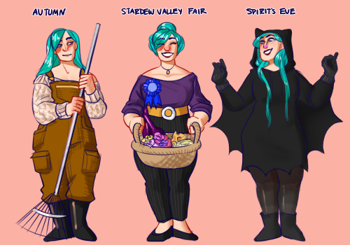 labelspoon:farmer simone has a full wardrobe!!! three of my greatest loves in one place: 1) stardew 