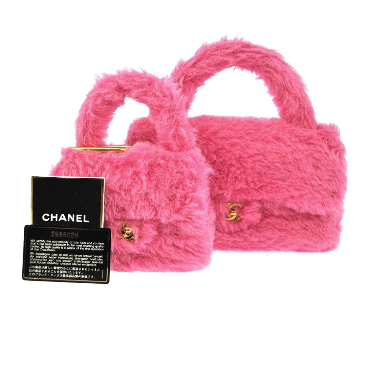 Pixel Papi — chanel pink fur hand bag pair - f/w (94/95)