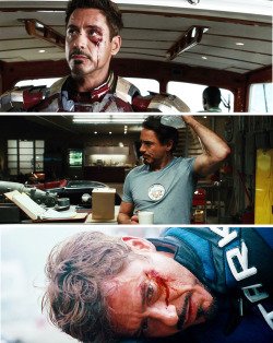 t0nystaark:  Tony Stark & battered, bruised