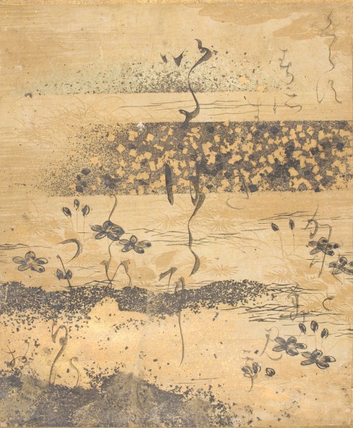 harvard-art-museums-calligraphy: Poetry-Slip Calligraphed by Kōetsu (Kōetsu shikishi), Hon'ami Kōets