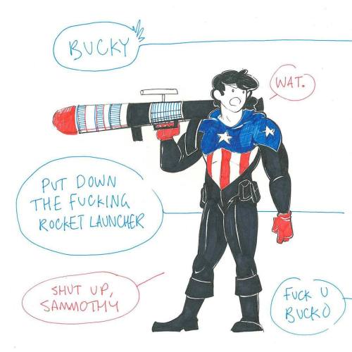 yawpkatsi: Cap!Bucky: A Summary #buckybarnes #captainamerica #heisawalkingdisaster #doodles #marvel