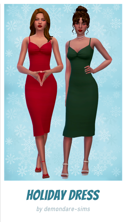 demondare-sims:Holiday Dress A fancy dress for the Christmas holidays :)   DOWNLOAD: patreon (free)1