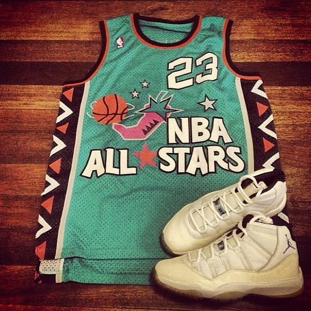 sneakerfilescom:  Taking you back to 1996 with this MJ All-Star Jersey and Jordan