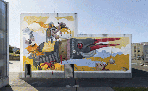 alcrego:Rexenera Fest 2015 (Carballo, Galicia):1 - Dulk2 - Pixel Pancho3 - Nomada4 - Aryz5 - Bordalo
