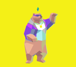kumaclaw:  DJ Bear-bear! He was fun to draw. :]Drawn in MS Paint as a fake low-poly 3D render.  