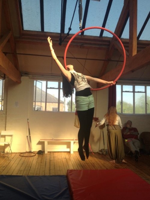 allthingsaerialist:  I started aerial hoop March 5th 2013, so i haven’t been doing it very long. But all i can say is it has became my life and i regret not starting it earlier. This picture was taken about 3 weeks after i started and i have progressed