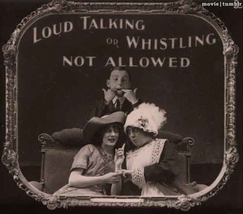 movie: movie:  Etiquette warnings shown before silent films (1910s)  Hats were like the cell-phones of the 1910s. 