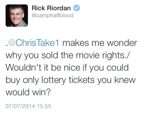 shybooklover: You’ll never hate the Percy Jackson movies like Rick Riordan hates them