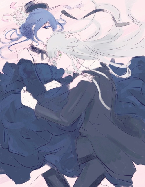 Decided paintings all black costumes.