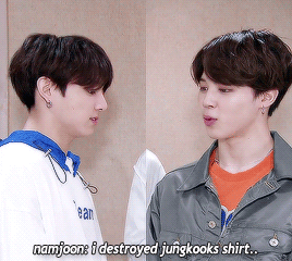 Jungkook And Jimin Having A Moment While Namjoon Is Apologizing For Ripping Open Jungkooks Shirt During