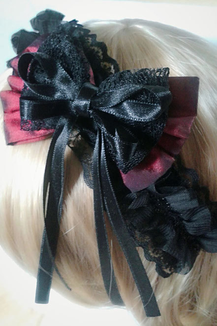 Red &amp; Black Layered Bow Headband 